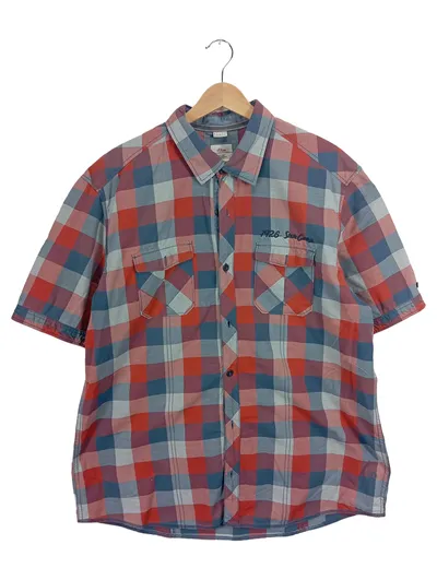 s.Oliver Herren Freizeithemd Kariert Kurzarm Gr. XL Rot Blau Baumwolle