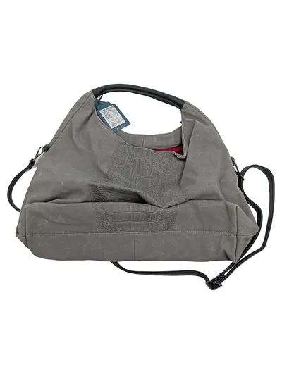 Just Lili Damen Henkeltasche Grau Leder Kroko-Prägung Schultertasche