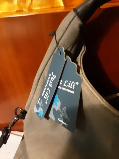 Just Lili Damen Henkeltasche Grau Leder Kroko-Prägung Schultertasche
