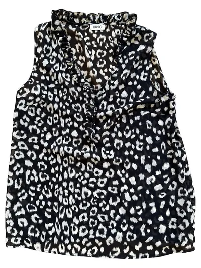 Liu Jo Damen Bluse 36;S Leopard Print Schwarz Weiß Ärmellos Casual