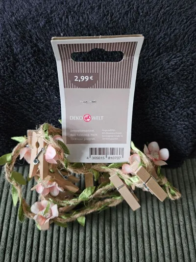 DEKOWELT Girlande mit Wäscheklammern Blumen Deko 150cm Romantisch