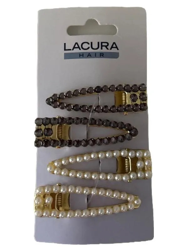 LACURA Haarspangen Damen 4er Set Elegant Perlen Strass Haarschmuck Mehrfarbig 1