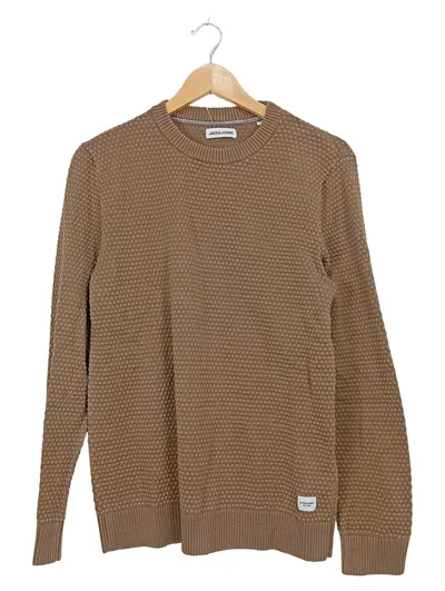 Jack & Jones Herren Pullover Gr. M Beige Strick Baumwolle Casual