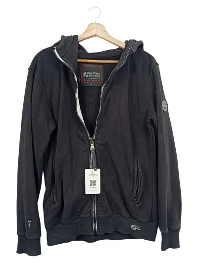 ALESSANDRO SALVARINI Herren Kapuzenpullover M Schwarz Casual Streetwear