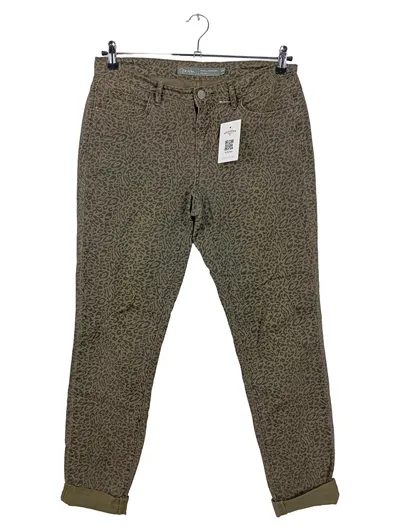 Geisha Damen Jeans Wide Fit Leo Muster Oliv Gr. M/38 Animal-Print