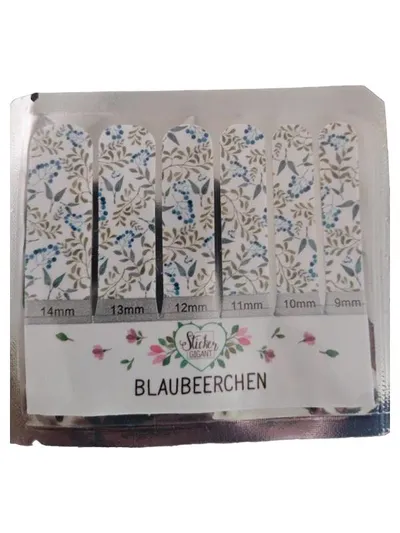 Sticker Gigant Blaubeerchen Nagelsticker Set 6 Größen Blumen Blau Weiß