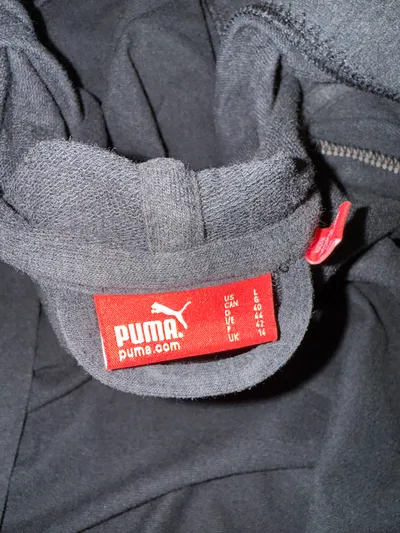 PUMA Damen Sweatjacke Kapuze Asymmetrisch Grau Gr. L 40 Sportlich