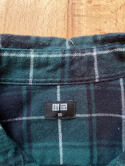 Uniqlo Herren Freizeithemd Kariert Grün Blau Gr. XS Baumwolle Casual