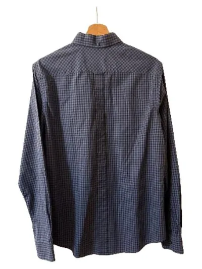 Ben Sherman Hemd Herren M Kariert Blau Langarm Button-Down Baumwolle