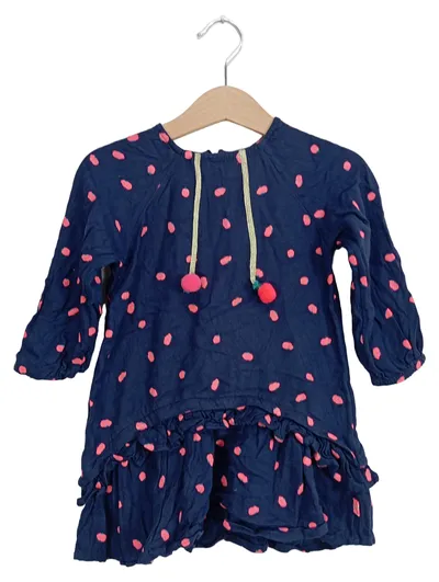 Billieblush Kleid Mädchen Freizeitkleid Gr. 86 Blau gepunktet Rüschen
