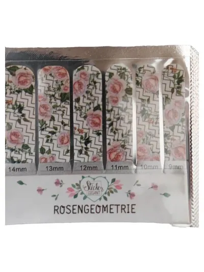 Sticker Gigant Rosengeometrie Nagelsticker Nail Art Wraps Rosa Blumen