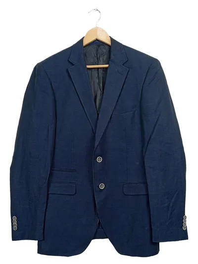 Antonio Miró Herren Sakko Blazer Blau Gr. 50 Baumwolle Leinen Business