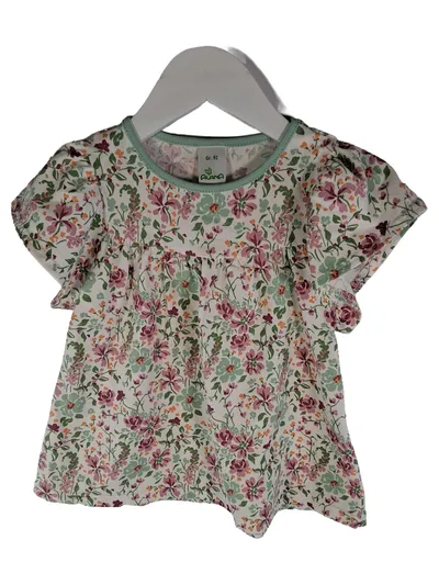 ALANA Kinder T-Shirt Blumenmuster Gr. 92 Kurzarm Mädchen Rosa Grün