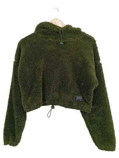 Urban Outfitters Damen Pullover Kapuze Cropped Oliv XS Polyester