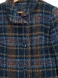Barbara Lebek Damen Blazer Gr. 40 Kariert Blau Braun Tweed Jacke 3
