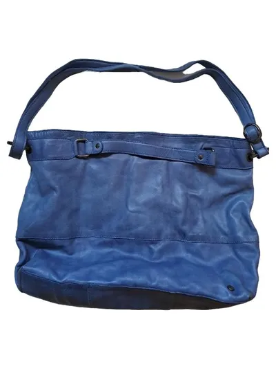COX Damen Shopper Tasche Blau Leder Casual Alltag Reißverschluss Groß