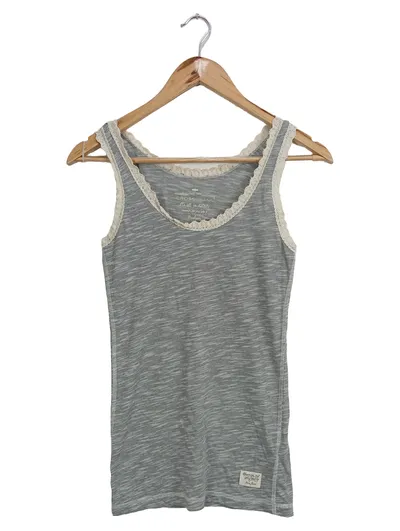 CROSS Jeans Damen Top Shirt Grau Meliert Gr. 38/M Spitze Casual