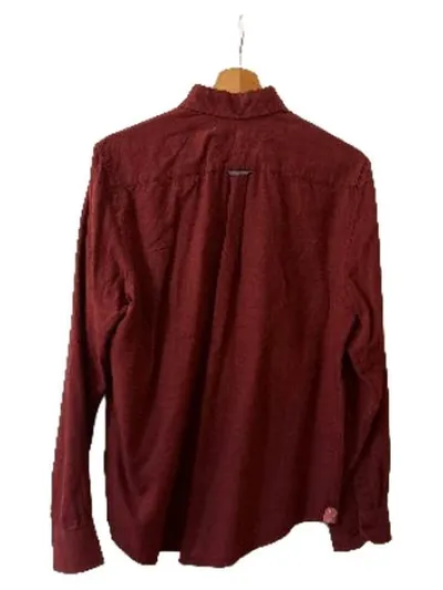 Ben Sherman Hemd Langarm Herren Button-Down Gr. M Rot Baumwolle