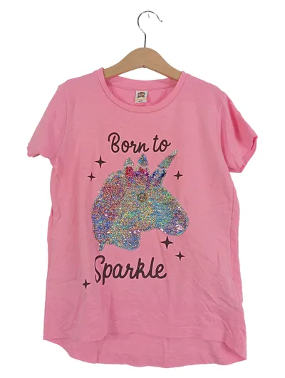 Phonicons Mädchen T-Shirt Einhorn Schriftzug Pailletten Rosa Gr. 146