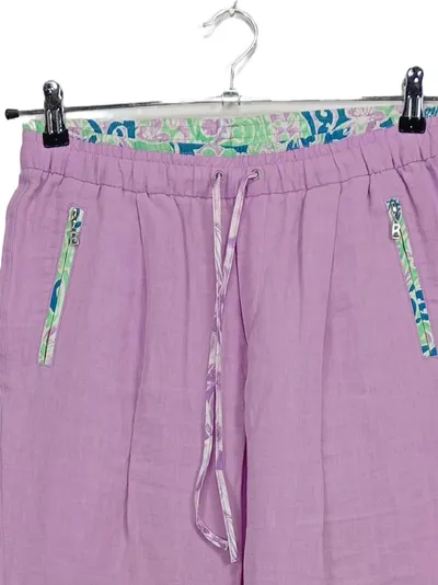 Bogner Damen Leinen Stoffhose Gr. S 36 Lila Freizeit Casual