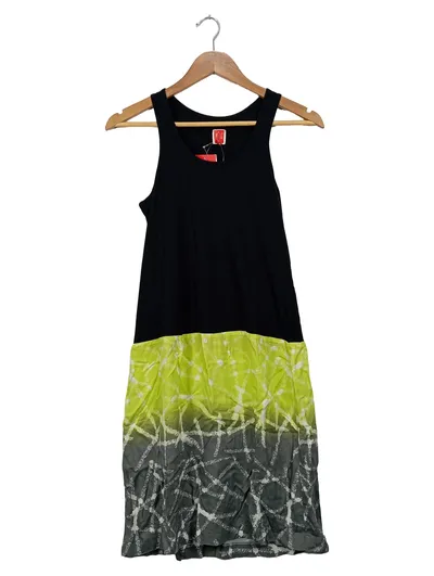 Miss Captain Sommerkleid Damen Gr. 38 Schwarz Grün Batik Viskose