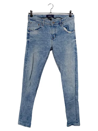 SMOG Herren Jeans Slim Fit Acid Wash Hellblau Denim Gr. W34 L34