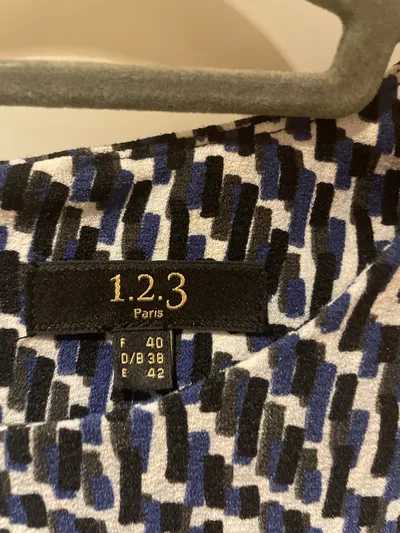 Maison 123 Paris Damen Businesskleid Gr. 38/M Blau Geometrisch