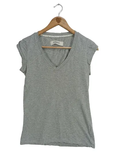 Bleifrei Damen T-Shirt V-Ausschnitt Grau Gr. 36/S Casual
