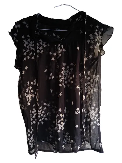 ASOS Damen Bluse Schwarz Sterne Gr. 36;S Kurzarm Casual Oberteil