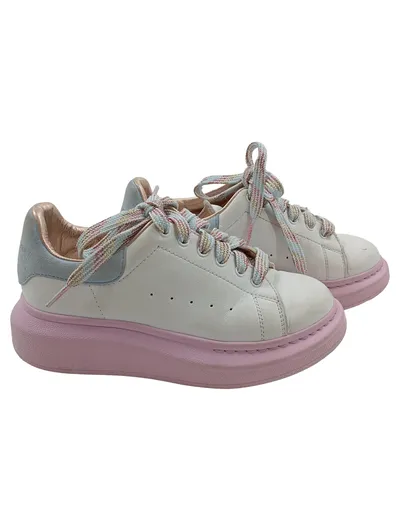 Alexander McQueen Kinder Sneaker Low Weiß Pink Gr 31 Leder