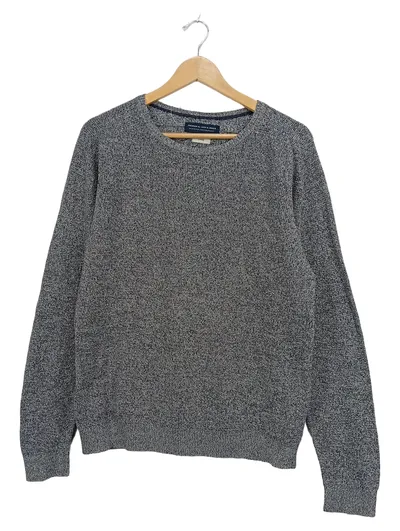 JACK & JONES Herren Pullover Gr. L Grau Meliert Baumwolle Strickpullover