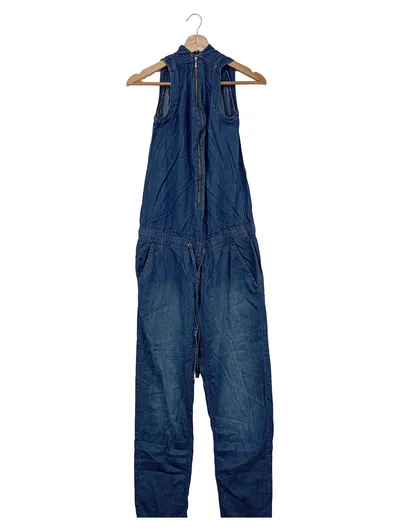 Sublevel Damen Jumpsuit Overall Gr. S Blau Denim Reißverschluss Casual