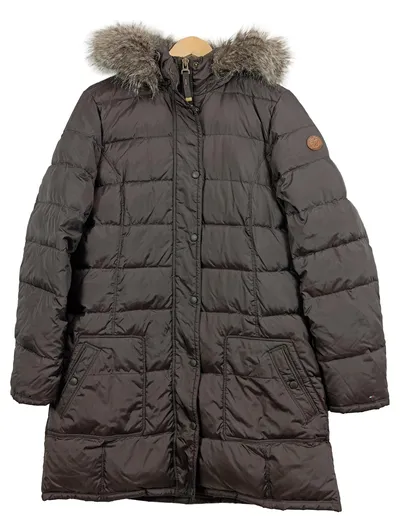 Tommy Hilfiger Herren Steppjacke Kapuze Fellbesatz Braun Gr. XL