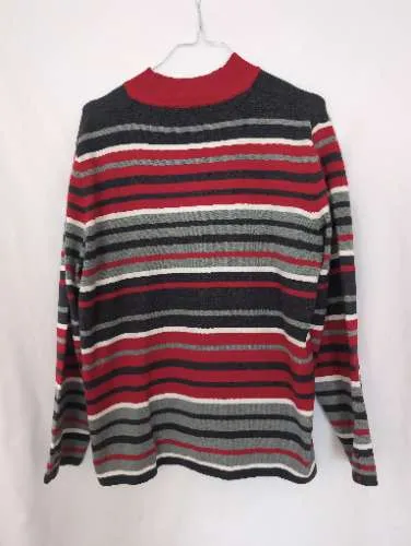 RABE Damen Pullover Gr. 46 Stehkragen Gestreift Rot Grau Modal
