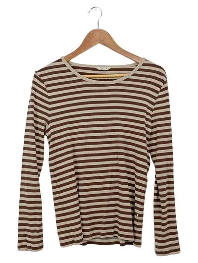 REDGREEN Damen Langarmshirt Gr. L Gestreift Braun Beige Baumwolle Modal