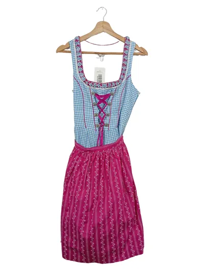 Country Life Dirndl Trachtenkleid Damen Gr. 38 Blau Pink Kariert mit Schürze