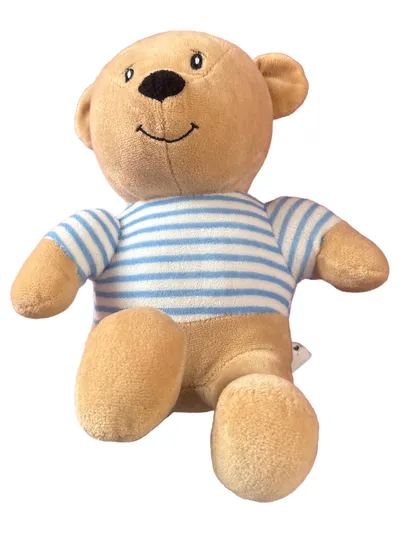 Happy People Teddybär Stofftier Kuscheltier Braun Blau Gestreift Baby 25cm