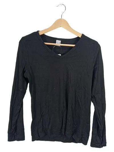 Cecilia Classics Damen Langarmshirt V-Ausschnitt Basic Schwarz Gr. M 40