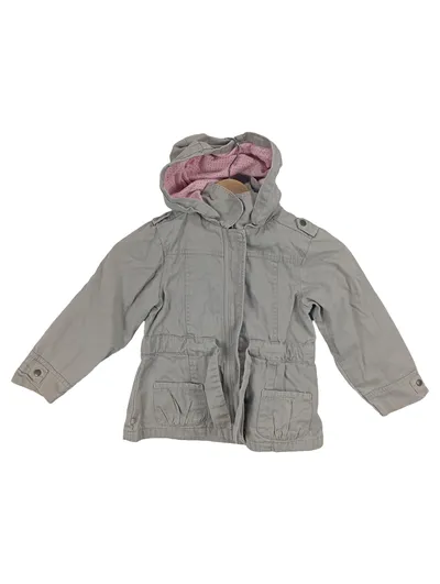 Obaïbi Mädchen Parka Jacke Gr. 108/110 Grau Kapuze Baumwolle
