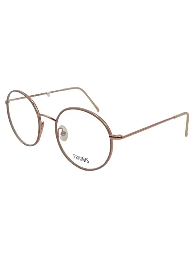 FRAIMS Damen Brille Metall Rund Rosa Vintage Style 14cm Breite