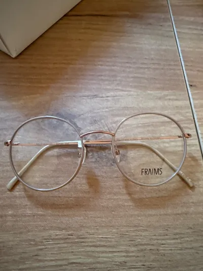 FRAIMS Damen Brille Metall Rund Rosa Vintage Style 14cm Breite