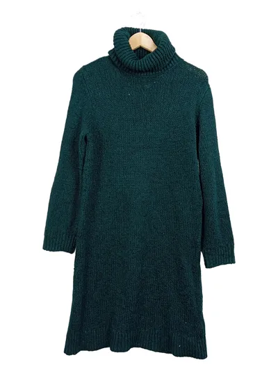 JDY Strickkleid Damen Gr. M Rollkragen Grün Petrol Langarm