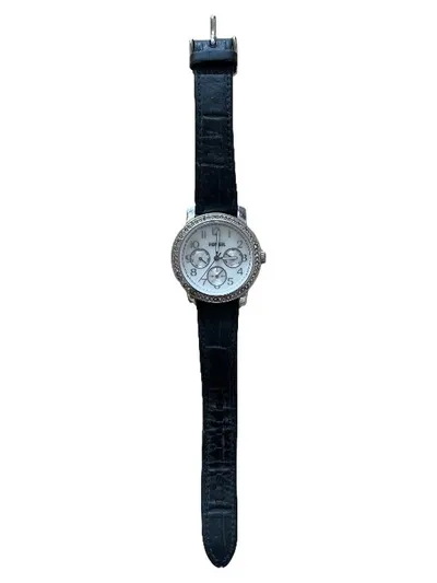 Fossil Damenuhr ES-2989 Schwarz Leder Elegant Klassisch Armbanduhr