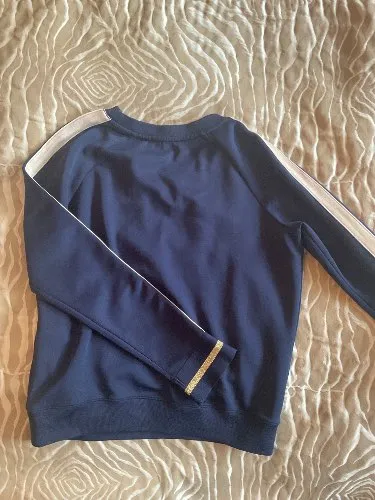 Patrizia Pepe Damen Sweatshirt Gr. 32/XXS Blau Logo Stickerei Gold