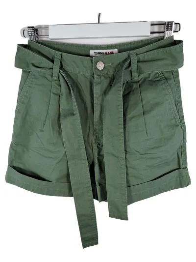Tommy Jeans Paperbag Shorts Damen Grün W25/34 Baumwolle Casual Freizeit