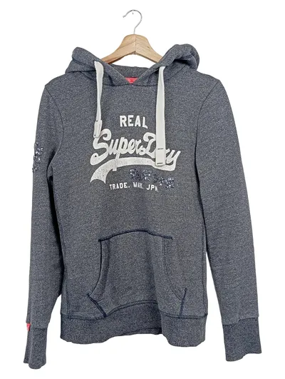Superdry Vintage Hoodie Damen Gr. S Grau Kapuzenpullover Logo-Print