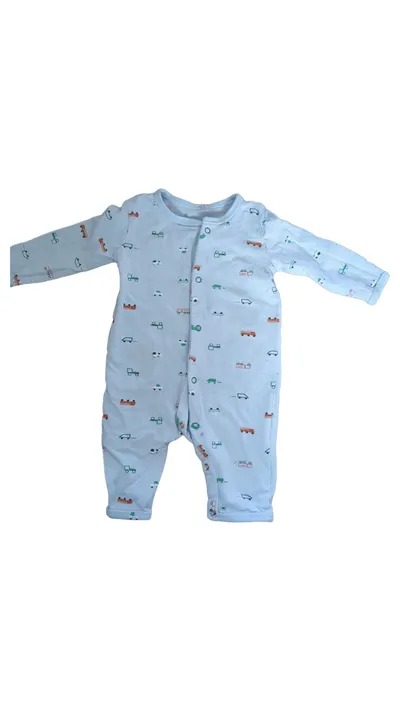 HOODADOO Baby Strampler Gr. 56 Hellblau Fahrzeuge Baumwolle