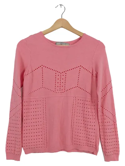 ASOS Damen Pullover Gr. 36/S Rosa Lochmuster Baumwolle Langarm