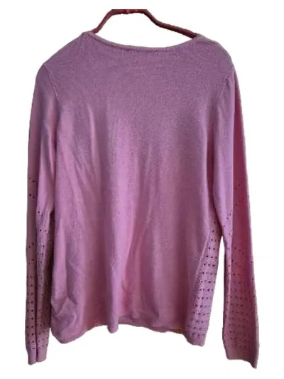 ASOS Damen Pullover Gr. 36/S Rosa Lochmuster Baumwolle Langarm
