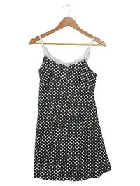 CALANDO Damen Nachthemd 40/L Schwarz Punkte Feminin Baumwolle 1